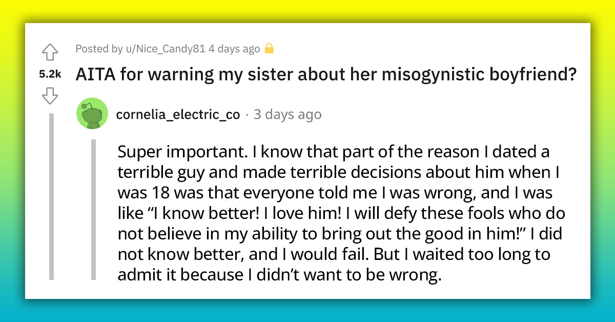 Concerned Sister Angers Her Sibling After Pointing Out Her Boyfriend's Misogyny