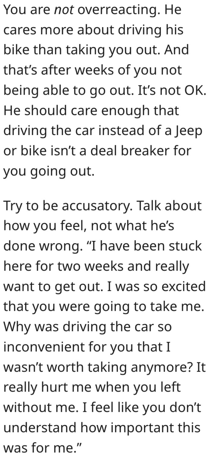 19. She should have a serious talk with him about how she feels.