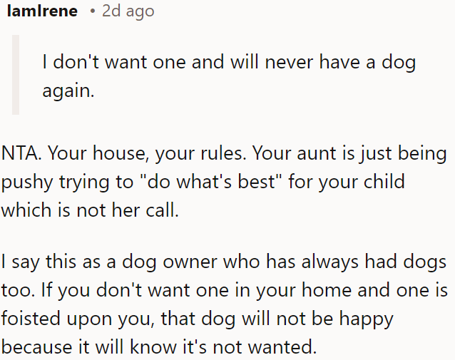 It's OP's decision, and his aunt shouldn't push her idea of what's best for his child.