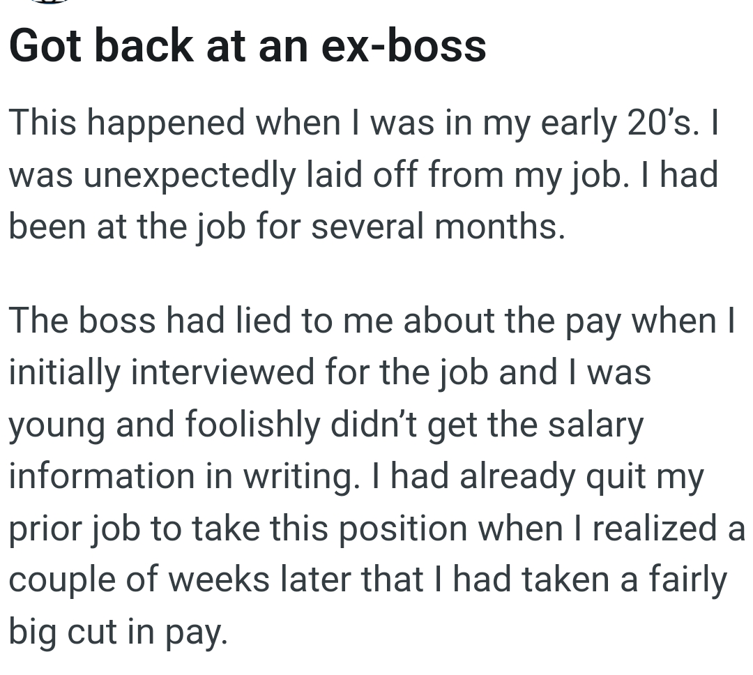 The OP kicks off her story