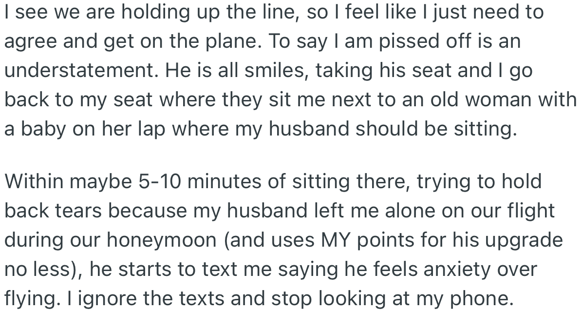 OP Was Upset That Her Husband Left Her Alone. However, It Wasn’t Long Before Her Husband’s Flight Anxiety Kicked In