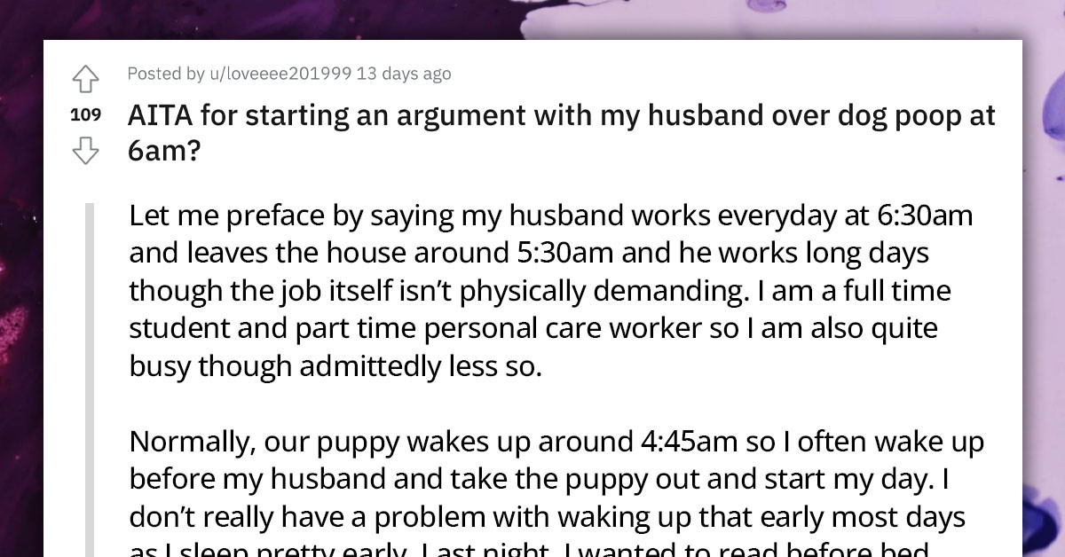 Redditor Gets Into An Argument With Husband After Waking Up To Dog Poop On The Carpet