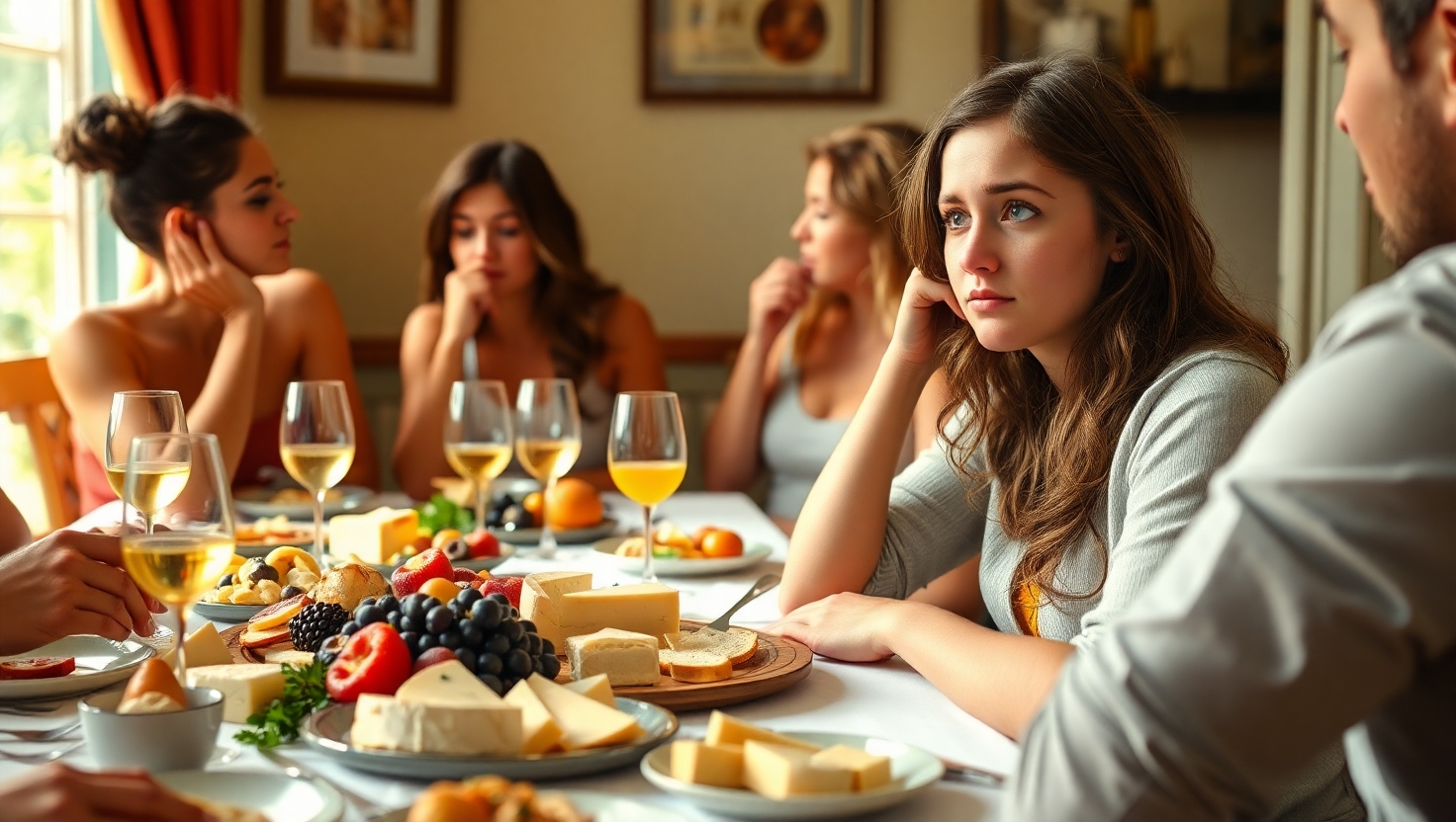 Feeling Judged by Friends for Being Lactose Intolerant During a Cheese Lunch