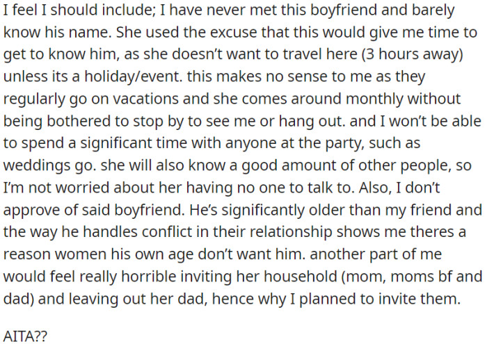 OP is considering inviting her friend's boyfriend, whom she has never met, to an event