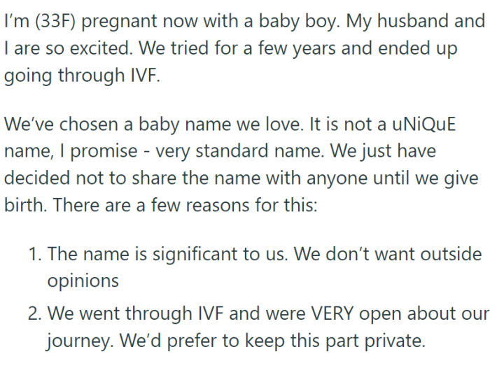 After struggling with infertility and undergoing IVF treatments, the couple was thrilled to be expecting a baby boy.