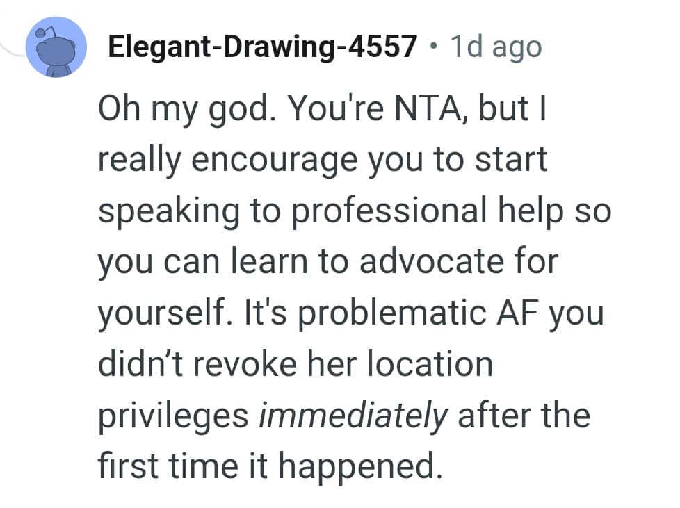 The OP should start speaking up to professional help