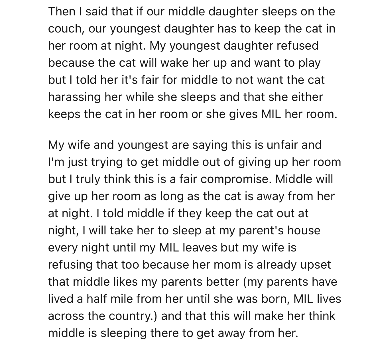 The Problem Is, Everyone Feels That OP’s Suggestion Is a Bit Biased Towards the Middle Daughter