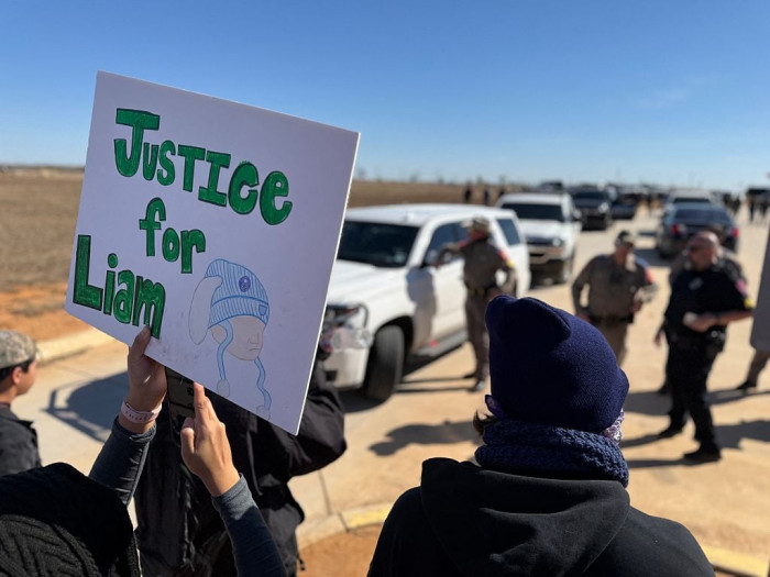 Protesters in Minneapolis demand immigrant detainee rights for five-year-old Liam Ramos