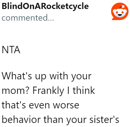 Other users criticized her mom for reprimanding her when it was the older sister who deserved to be called out.