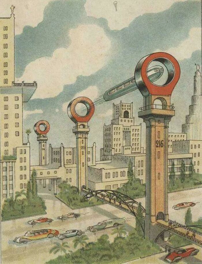 "Vision Of The Future In The 1930's Soviet Futurism Art, Electro-Magnetic Rapid Transit System"
