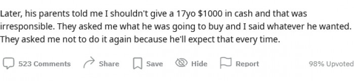 But the boy's parents were not impressed and asked him not to do it again.