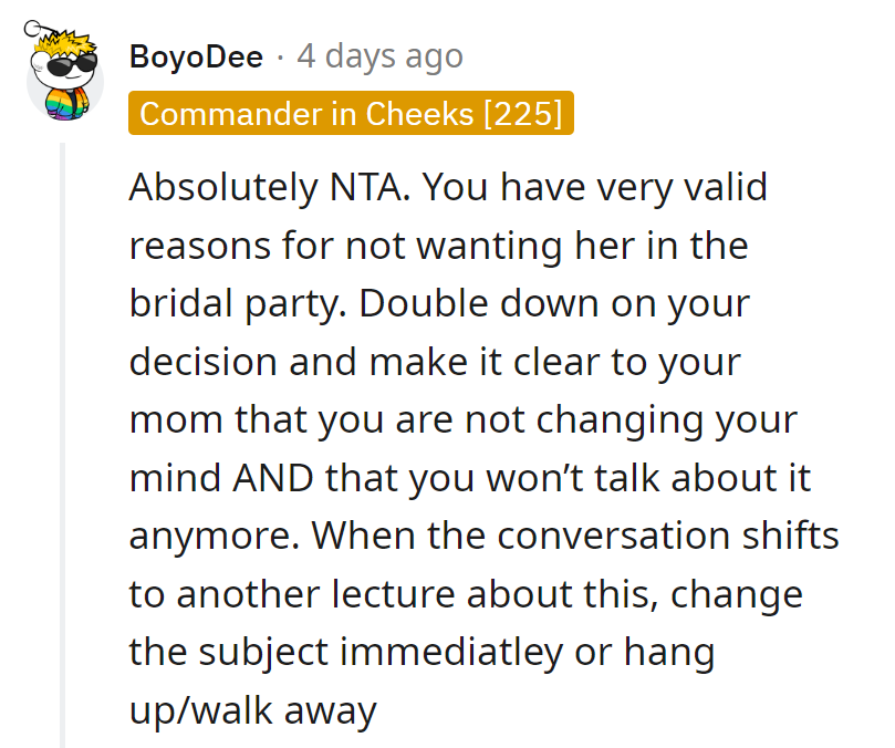 She's got valid reasons to skip the drama. She sticks to her guns and pivots faster than a pro athlete.