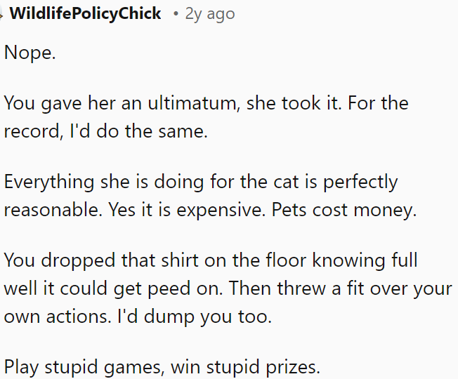 OP set an ultimatum; she chose accordingly.