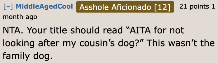 A Redditor wants to correct her title because it's not really a family dog.