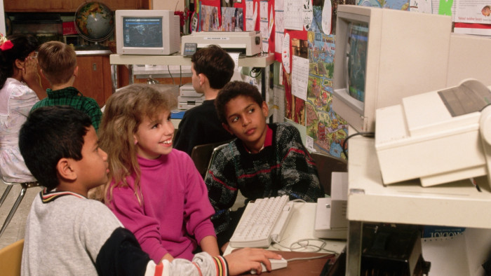 Newspaper-style headline comparing grim late-1990s predictions with modern remote work future