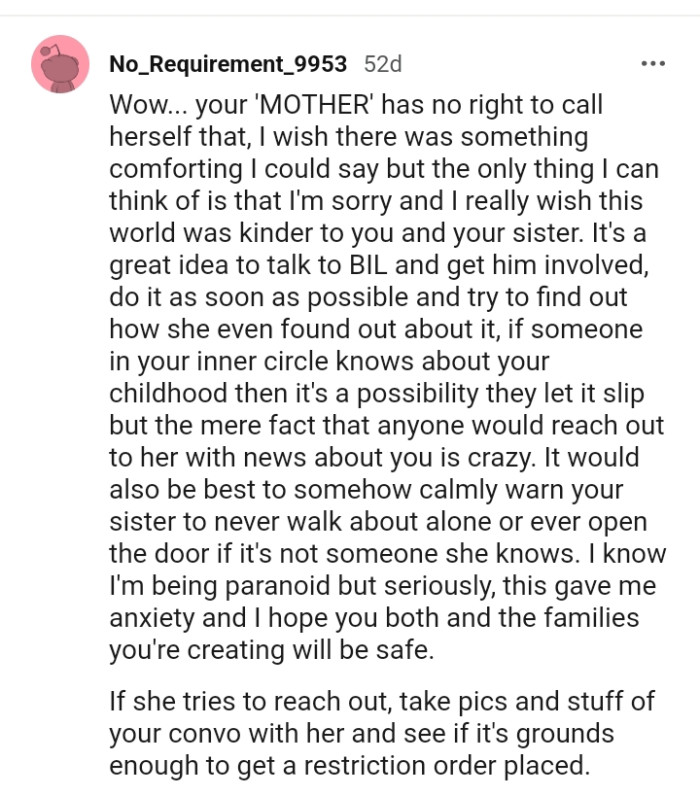 This Redditor Hopes the Family the OP and His Sister Are Trying to Build Will Be Safe, as They're a Bit Paranoid About the Whole Thing