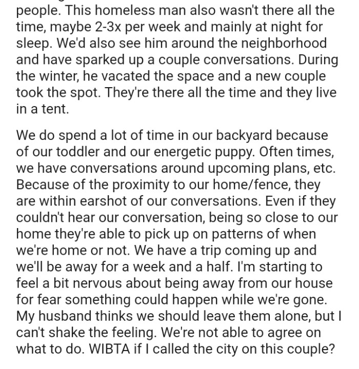 They have a trip coming up, and they will be away for a week and a half.