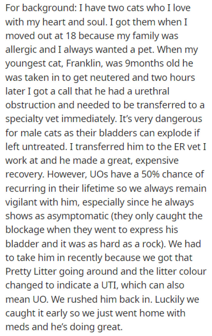 OP has two cats that they love to death