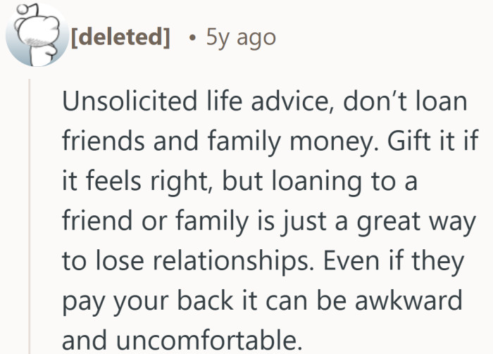 Not wrong, just painfully familiar to anyone who has ever mixed family, favors, and repayment plans.