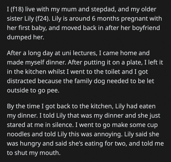 OP had to tell her mom and stepdad what happened because they had no idea why the two of them were yelling