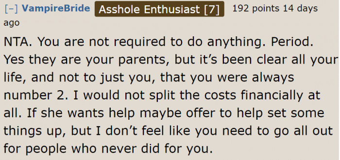 There's no need to go all out for people who never considered her important.