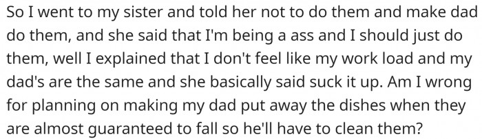 So OP decided to leave those dishes.