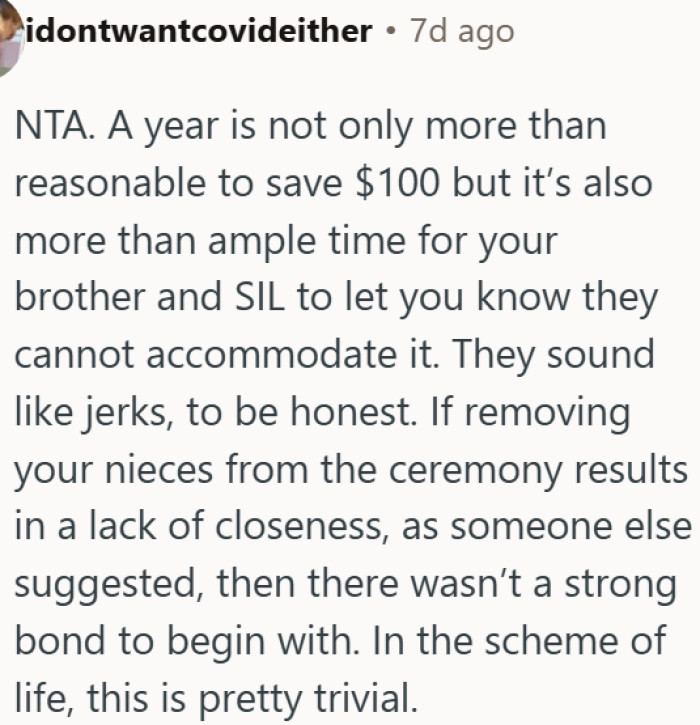 Removing the nieces from the ceremony was the right decision