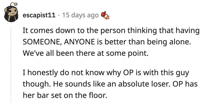 The bar is in hell at this point