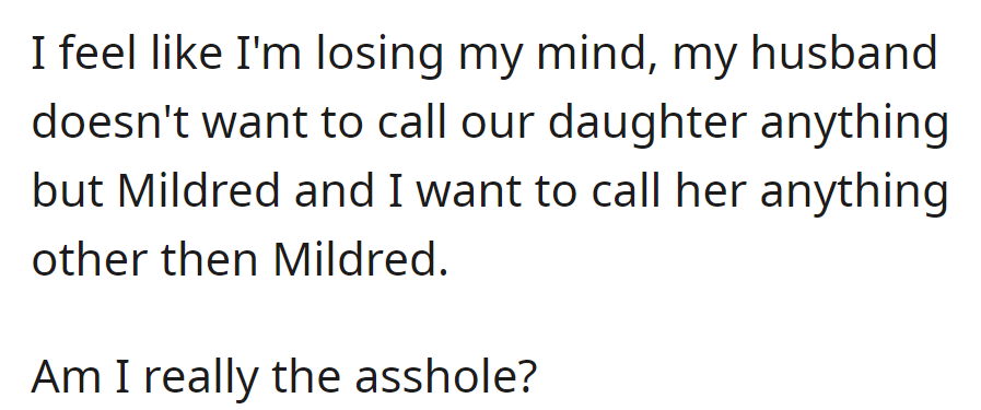 Husband Insists on Naming Daughter 