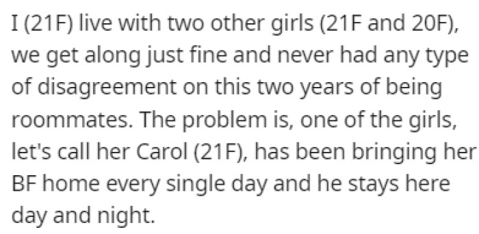 OP lives with two other girls and they get along great