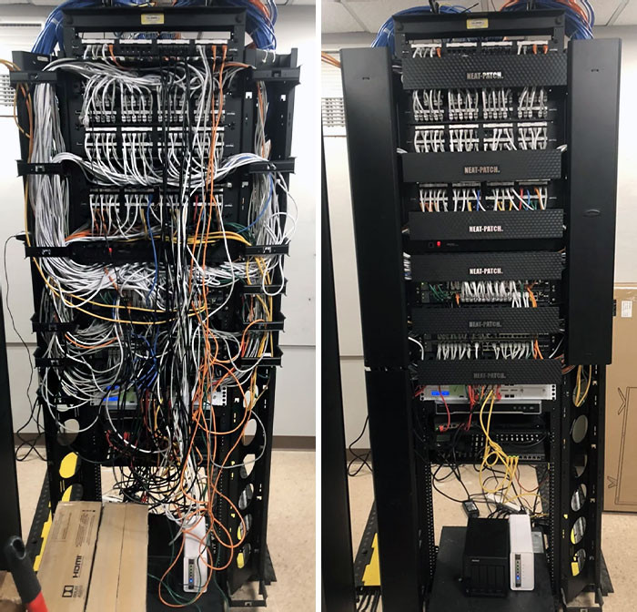 41. My Friend Sent Me A Before/After Photo Of Him Cable Managing The Servers At Work