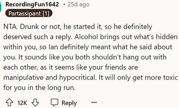 A Redditor said that Ian deserved such a reply