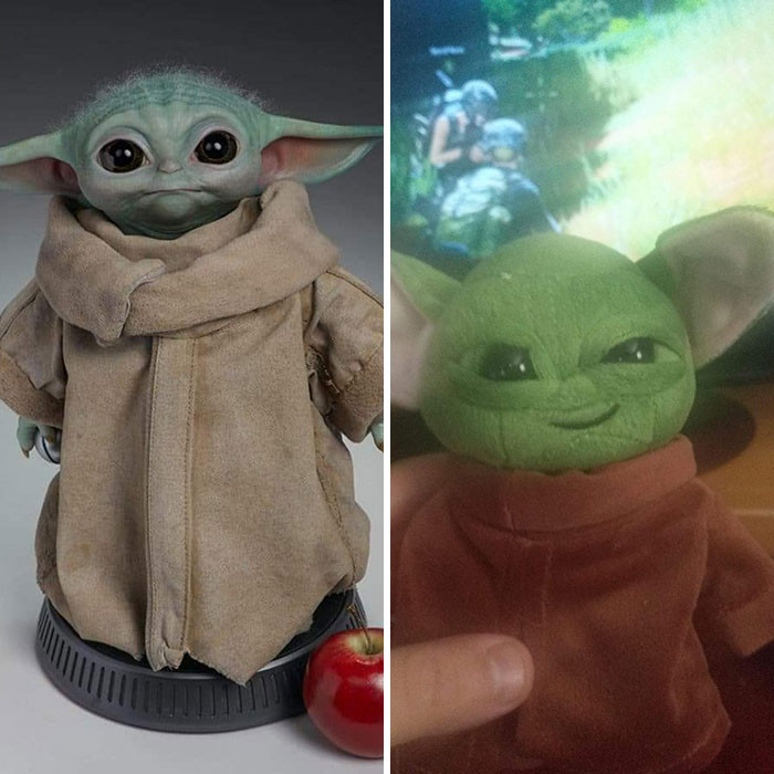6. My Buddy Ordered A Baby Yoda Doll From China. On The Left Is What He Thought He Ordered. On The Right Is What Came In The Mail