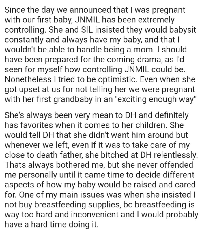 OP wished she had prepared for the coming drama, as she had seen for herself how controlling her MIL could be