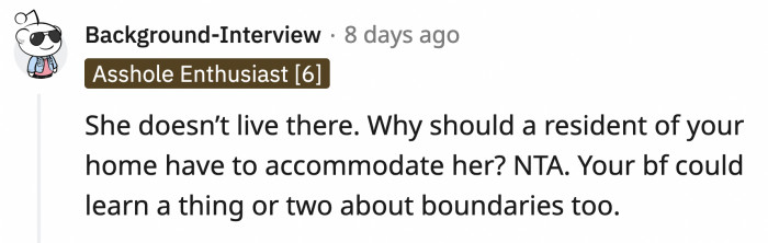 She conveniently forgot she was just a house guest.