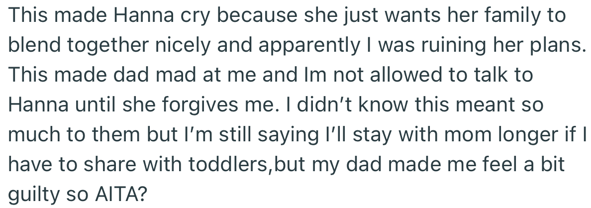 This suggestion made OP’s stepmom cry, as she was eager for the family to blend seamlessly