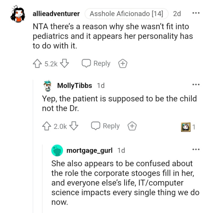 This Redditor believes her personality has something to do with why she couldn't get into pediatrics