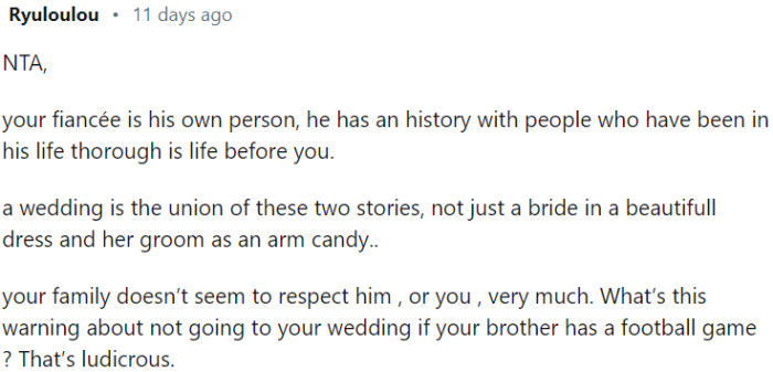 OP's fiancé has the right to choose his own groomsmen based on his personal history and relationships