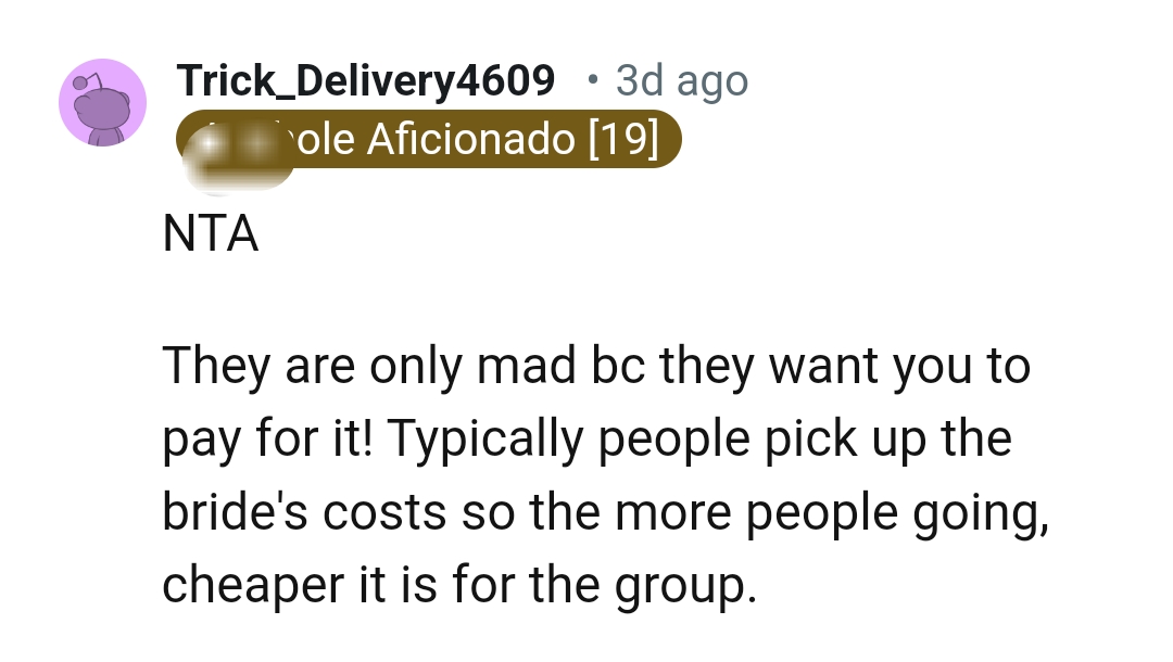 People Pick Up the Bride's Costs, So It Becomes Cheaper for the Group