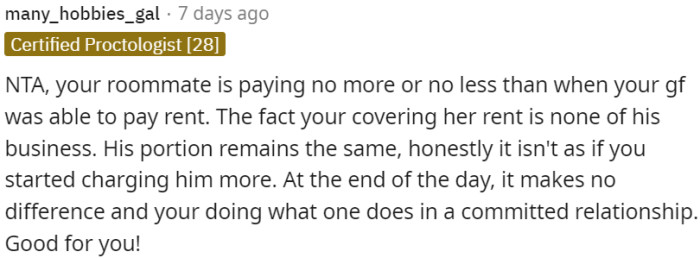 There has been no increase in his portion, so it shouldn't affect him.