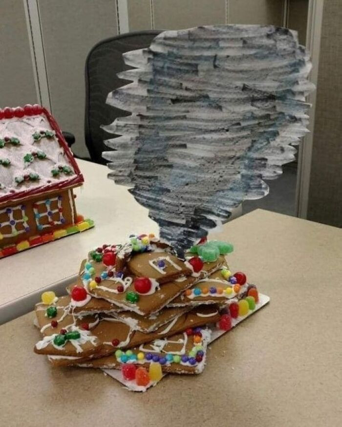 "When Your Gingerbread House Collapses… Turn It Into A Gingerbread Disaster Scene!"