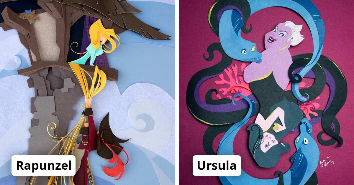 Talented Artist Creates 20+ Paper Arts Depicting Disney Characters, and It's All the Dopamine You'll Need Today
