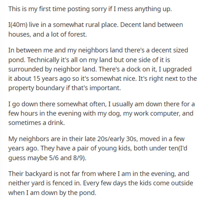 OP gives all the details on how the property is set up because this plays a huge part in understanding how this lines up with their complaint.