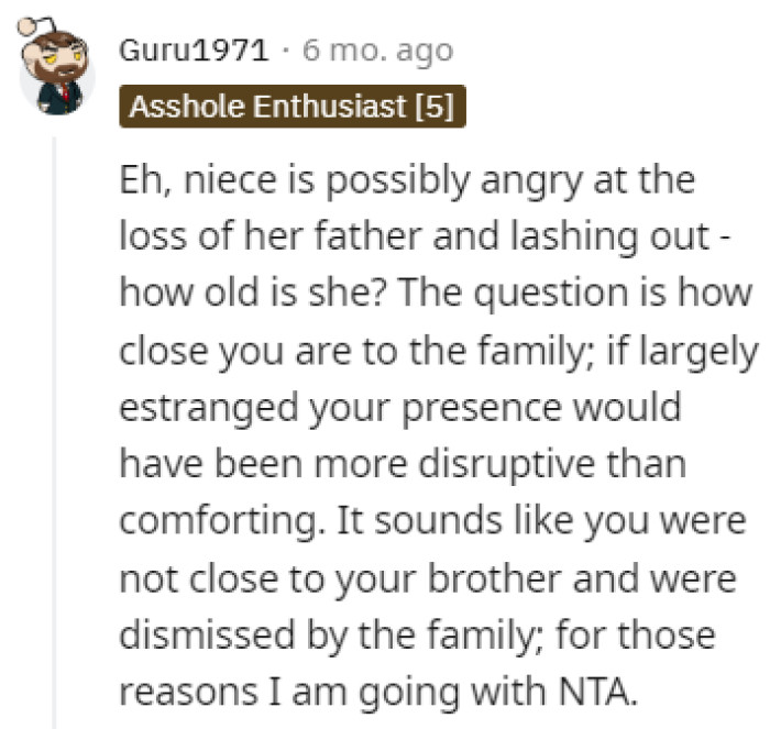 The niece might just be lashing out