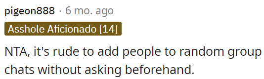 It's impolite to include others in group chats without their consent.