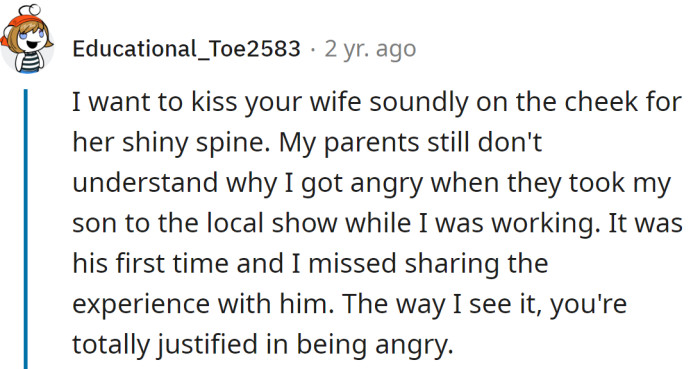 His wife has a shiny spine