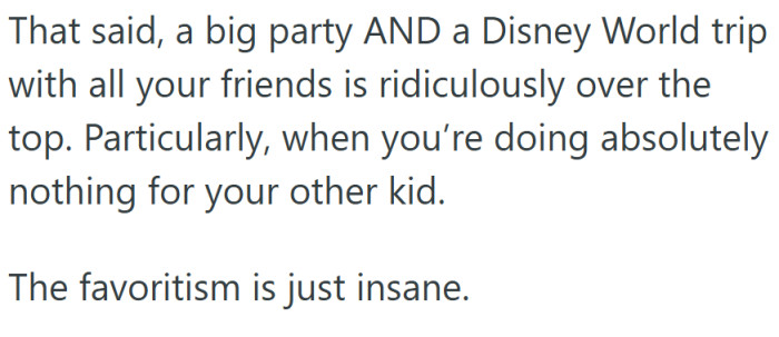 One kid gets Mickey Mouse, the other gets the diaper bag—yeah, that’ll sting.
