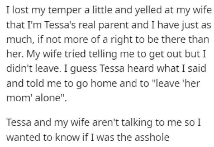 OP lost his temper and lashed out at his wife