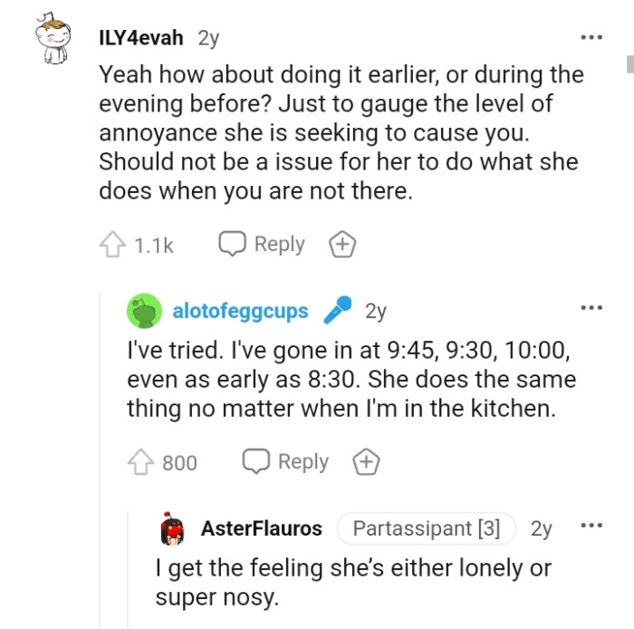 Shouldn't be an issue for her to do what she likes when the OP's not there