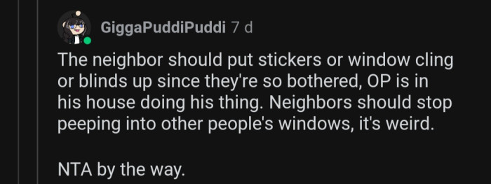 The neighbors should simply stop 